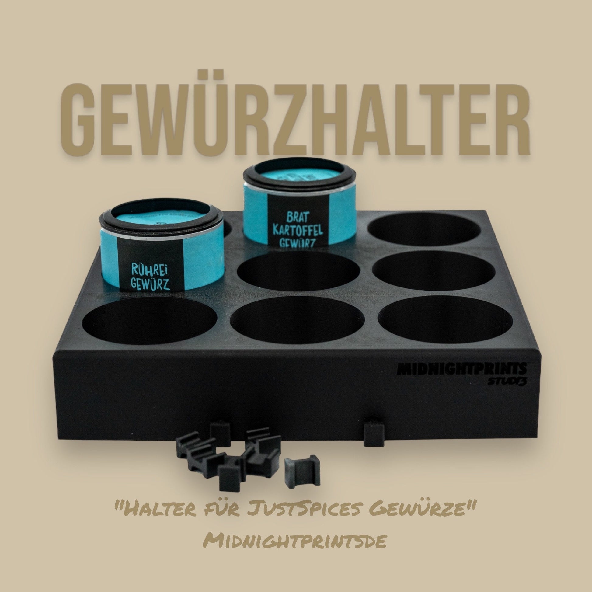 Gewürzhalter - für JustSpices Gewürze -Gewürze - Ostmann - Just Spices - Küche -Schubladen Halterung - Personalisierbar - spicerack