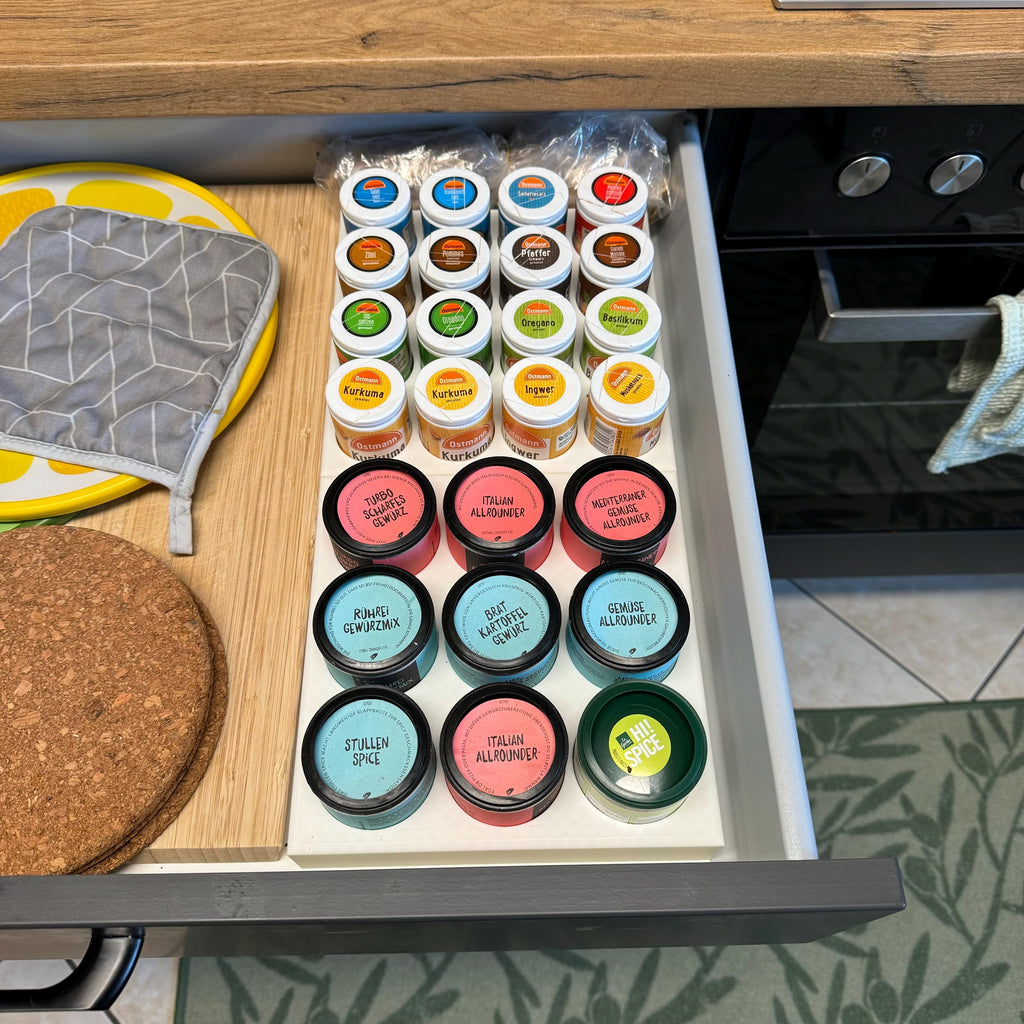 Gewürzhalter - für Ostmann Gewürze -Gewürze - Ostmann - Just Spices - Küche -Schubladen Halterung - Personalisierbar - spicerack